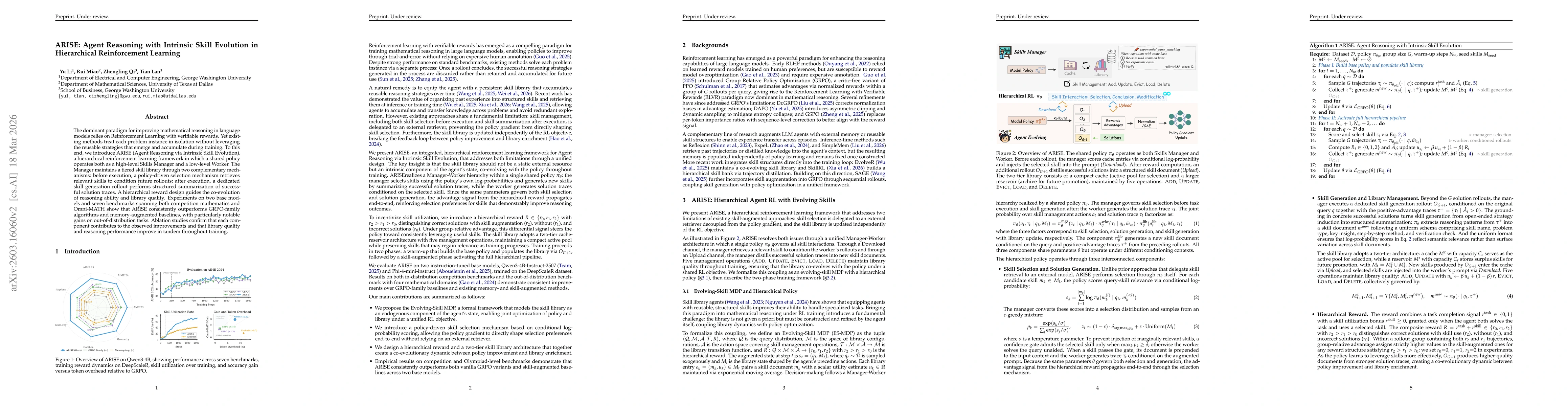 Thumbnail for ARISE: Agent Reasoning with Intrinsic Skill Evolution in Hierarchical Reinforcement Learning