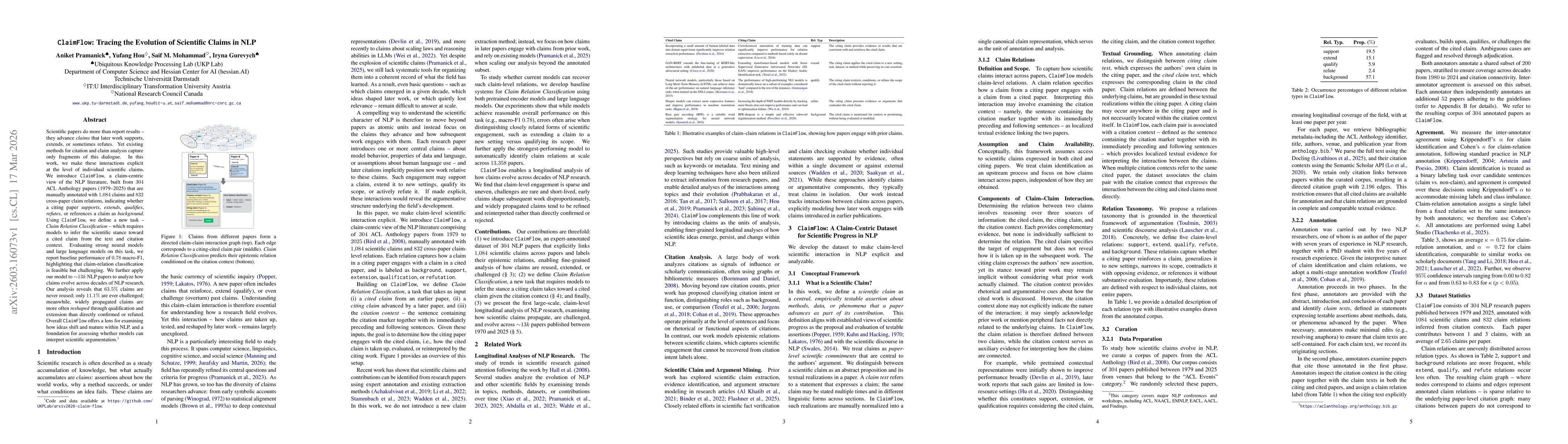 Thumbnail for ClaimFlow: Tracing the Evolution of Scientific Claims in NLP