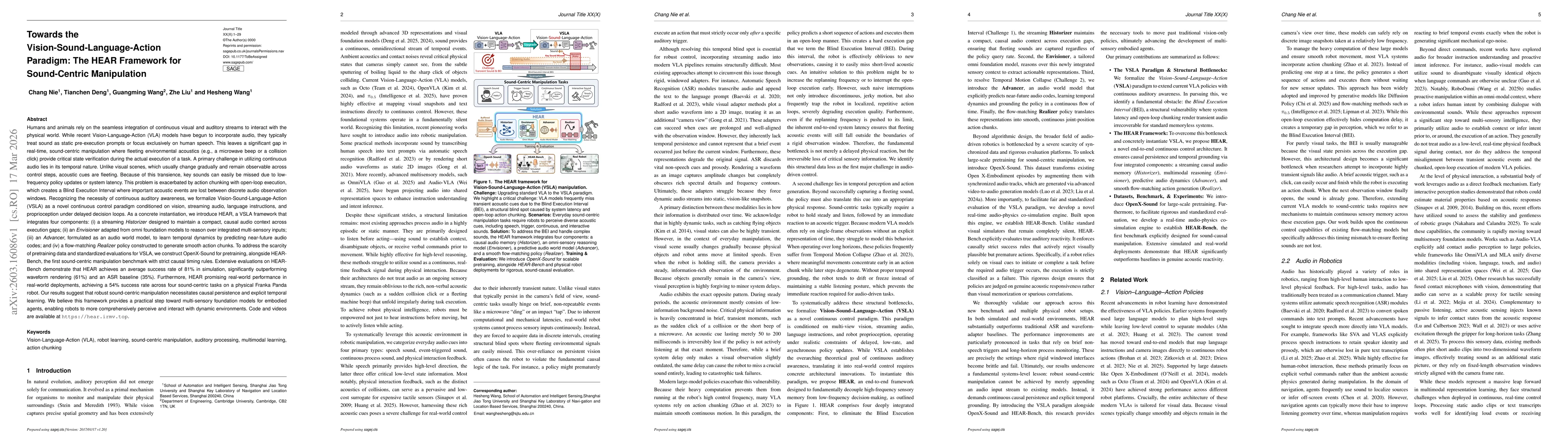 Thumbnail for Towards the Vision-Sound-Language-Action Paradigm: The HEAR Framework for Sound-Centric Manipulation
