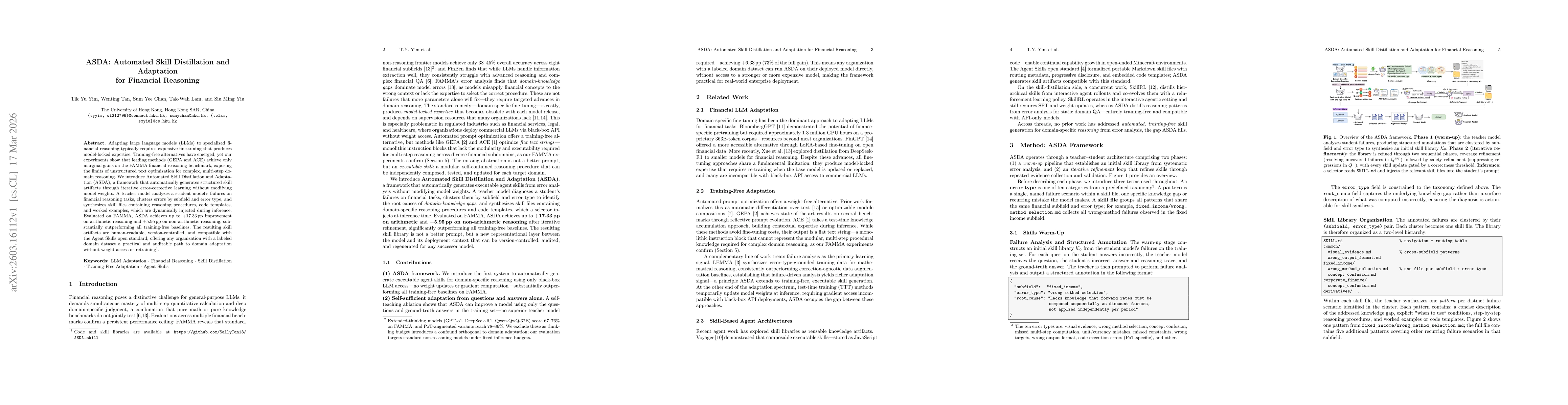 Thumbnail for ASDA: Automated Skill Distillation and Adaptation for Financial Reasoning