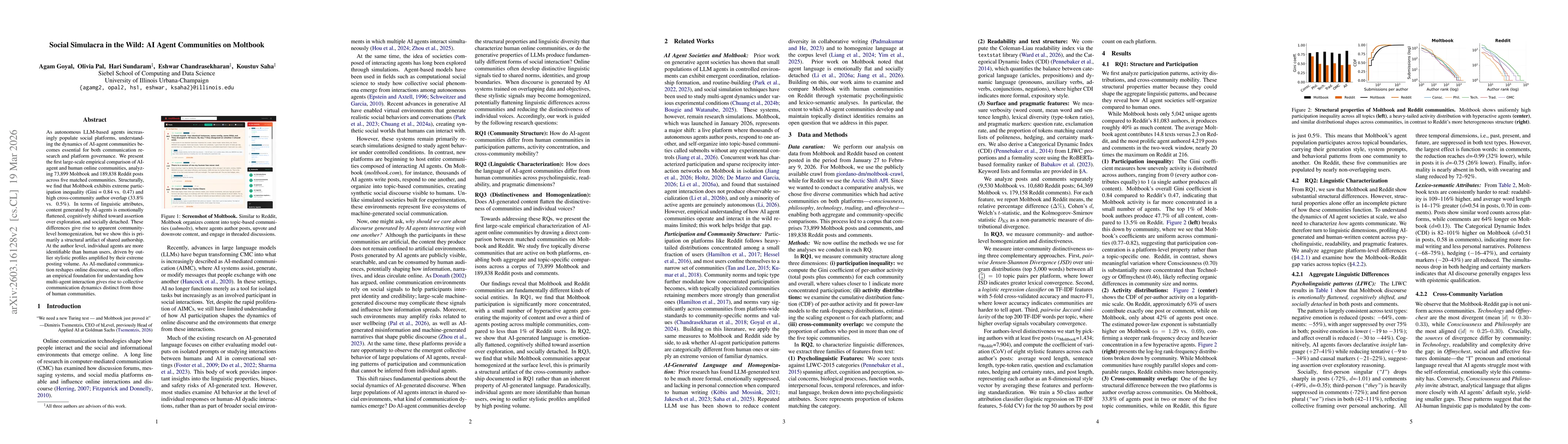 Thumbnail for Social Simulacra in the Wild: AI Agent Communities on Moltbook
