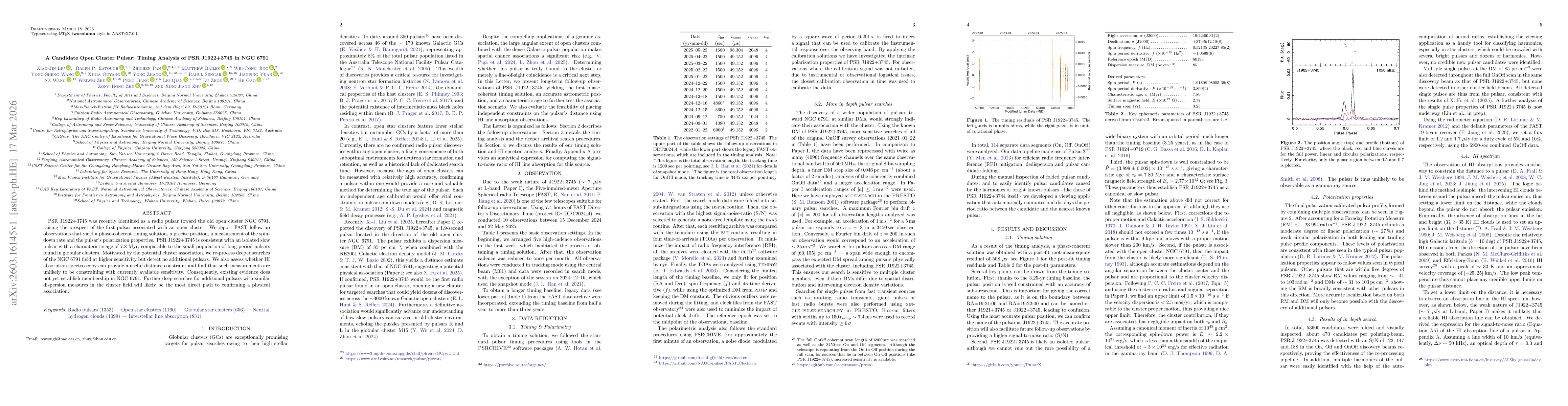 Thumbnail for A Candidate Open Cluster Pulsar: Timing Analysis of PSR J1922+3745 in NGC 6791