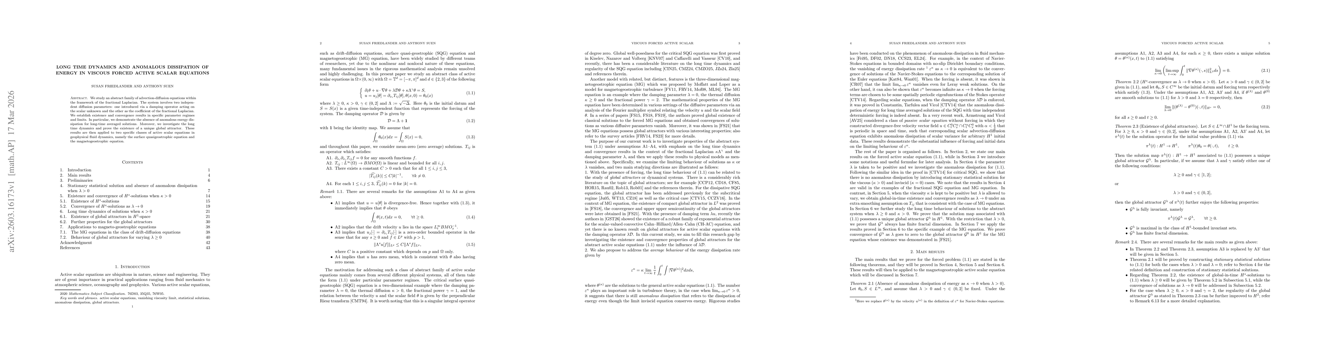 Thumbnail for Long time dynamics and anomalous dissipation of energy in viscous forced active scalar equations