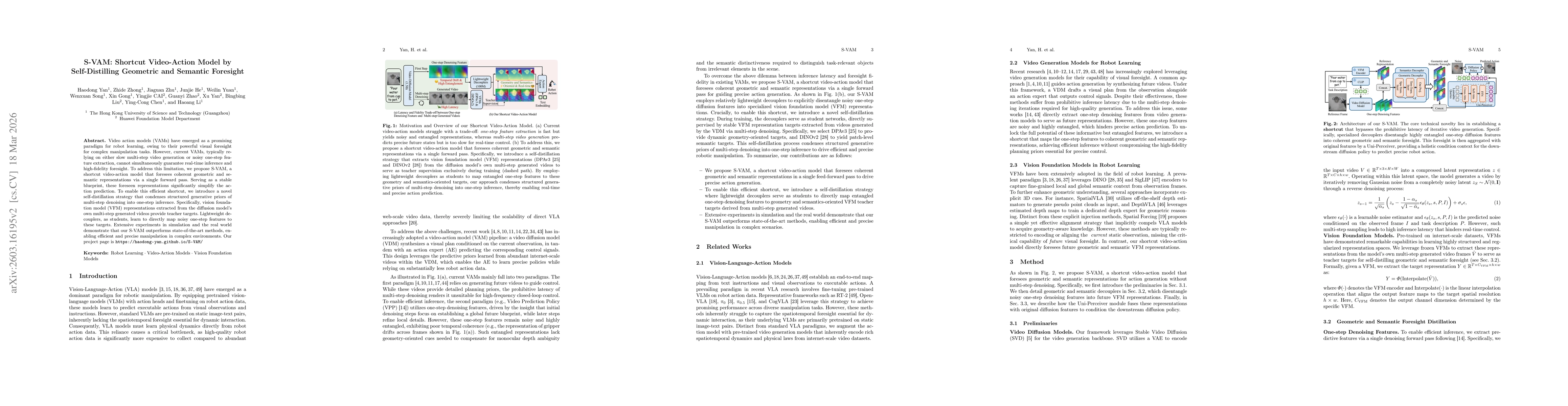 Thumbnail for S-VAM: Shortcut Video-Action Model by Self-Distilling Geometric and Semantic Foresight
