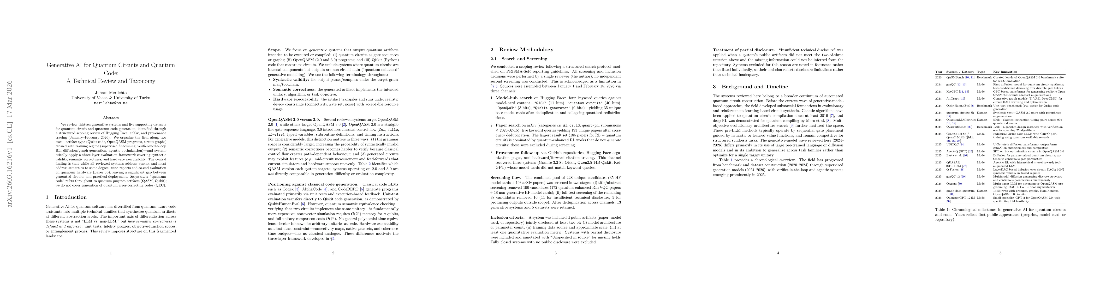 Thumbnail for Generative AI for Quantum Circuits and Quantum Code: A Technical Review and Taxonomy