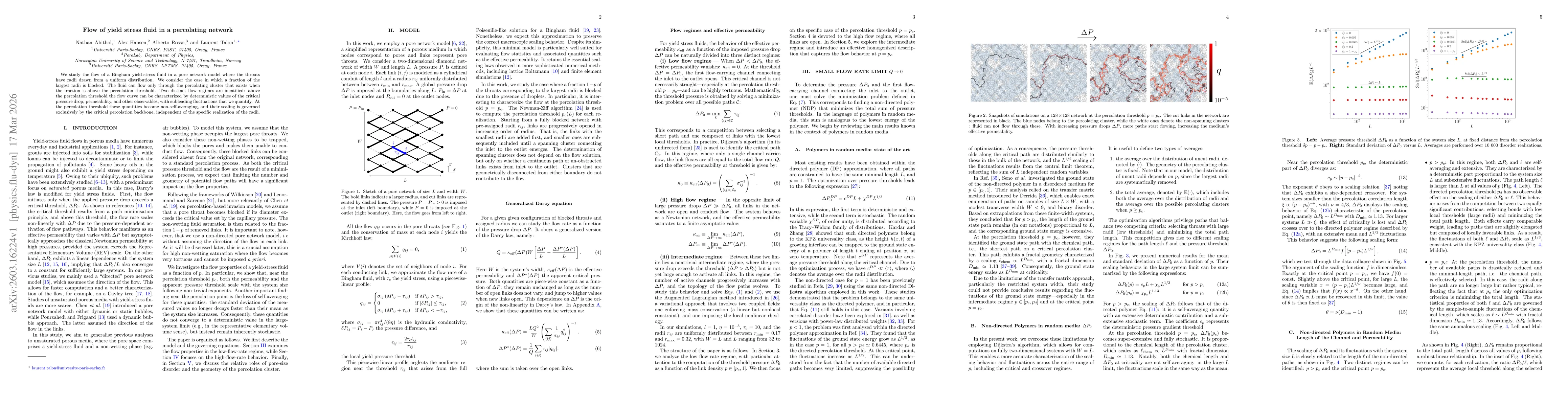 Thumbnail for Flow of yield stress fluid in a percolating network