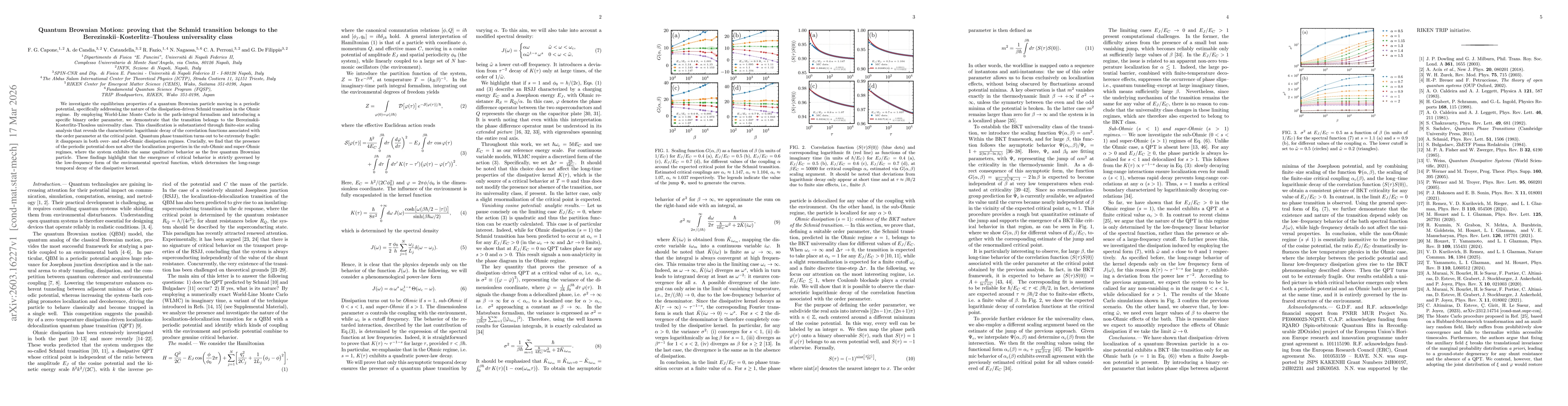 Thumbnail for Quantum Brownian Motion: proving that the Schmid transition belongs to the Berezinskii-Kosterlitz-Thouless universality class
