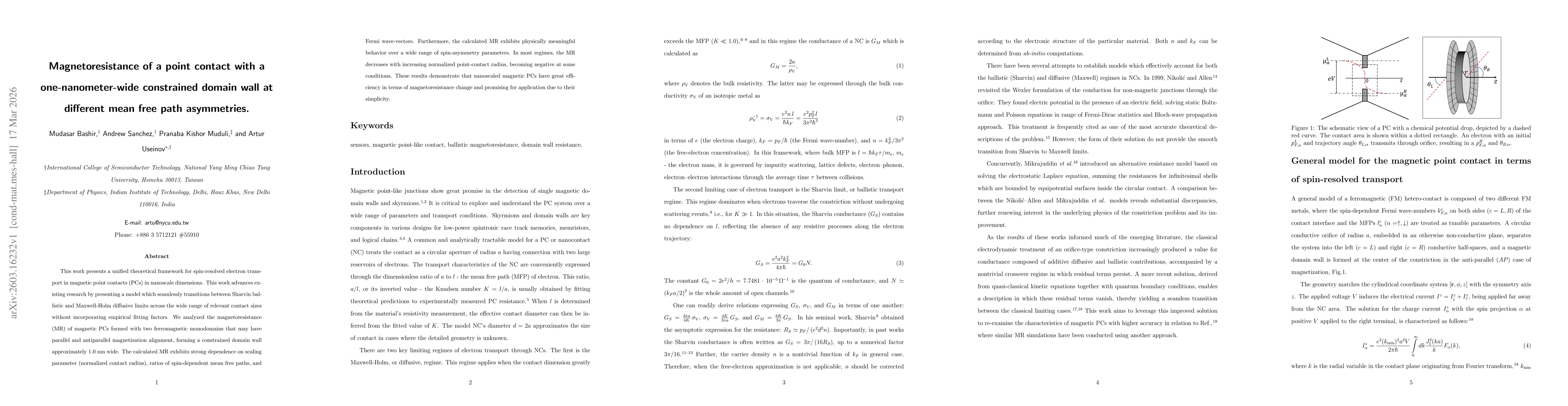 Thumbnail for Magnetoresistance ratio of a point-like contact with a 1 nm wide domain wall at different MFP asymmetries