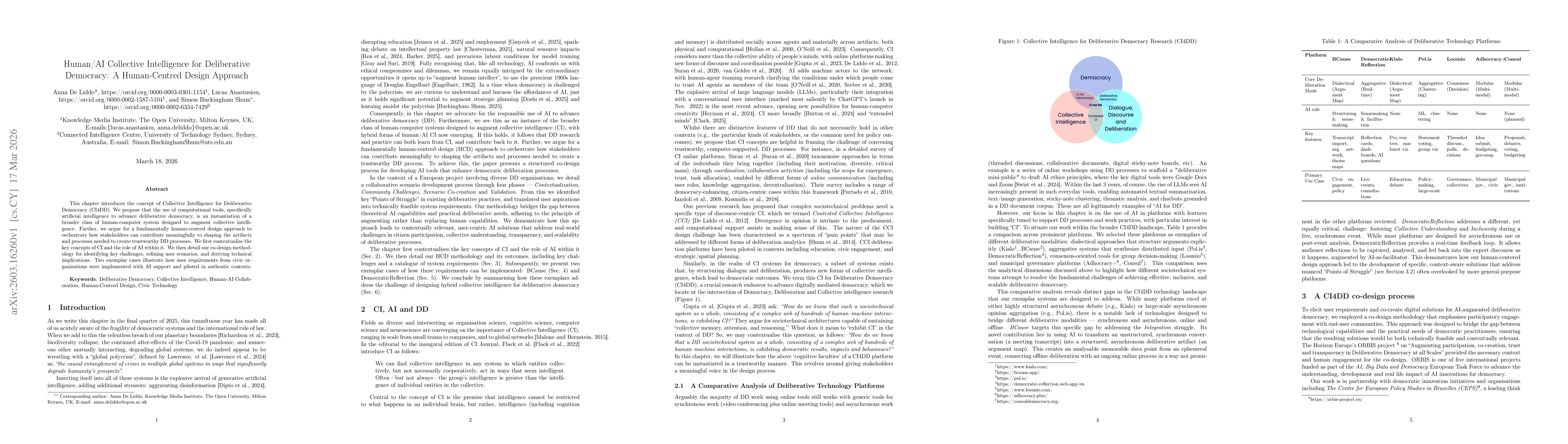 Thumbnail for Human/AI Collective Intelligence for Deliberative Democracy: A Human-Centred Design Approach