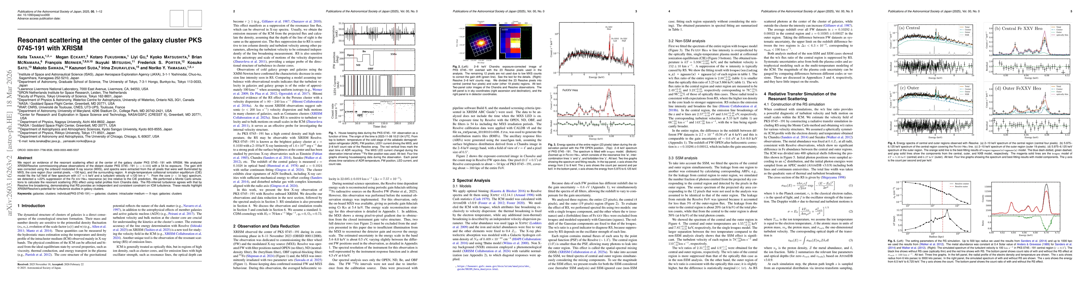 Thumbnail for Resonant scattering at the center of the galaxy cluster PKS 0745-191 with XRISM