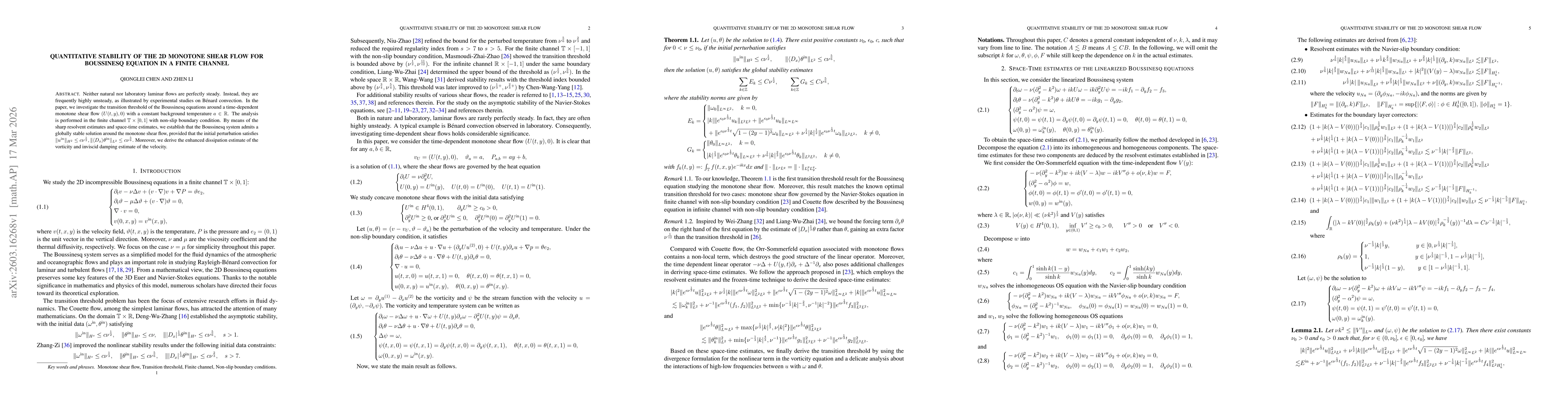 Thumbnail for Quantitative stability of the 2D Monotone shear flow for Boussinesq equation in a finite channel