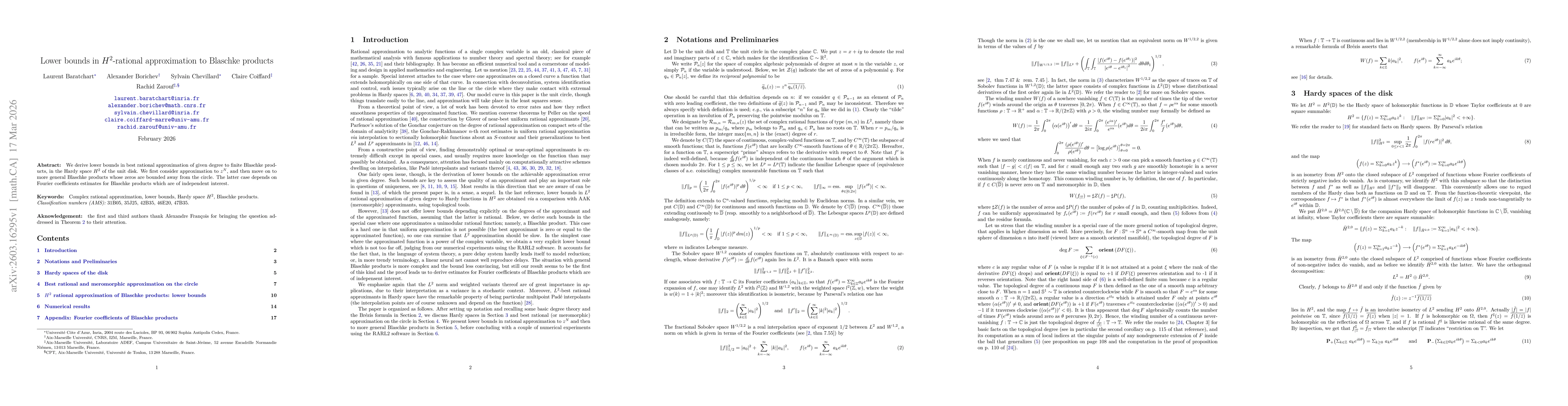 Thumbnail for Lower bounds in $H^2$-rational approximation to Blaschke products