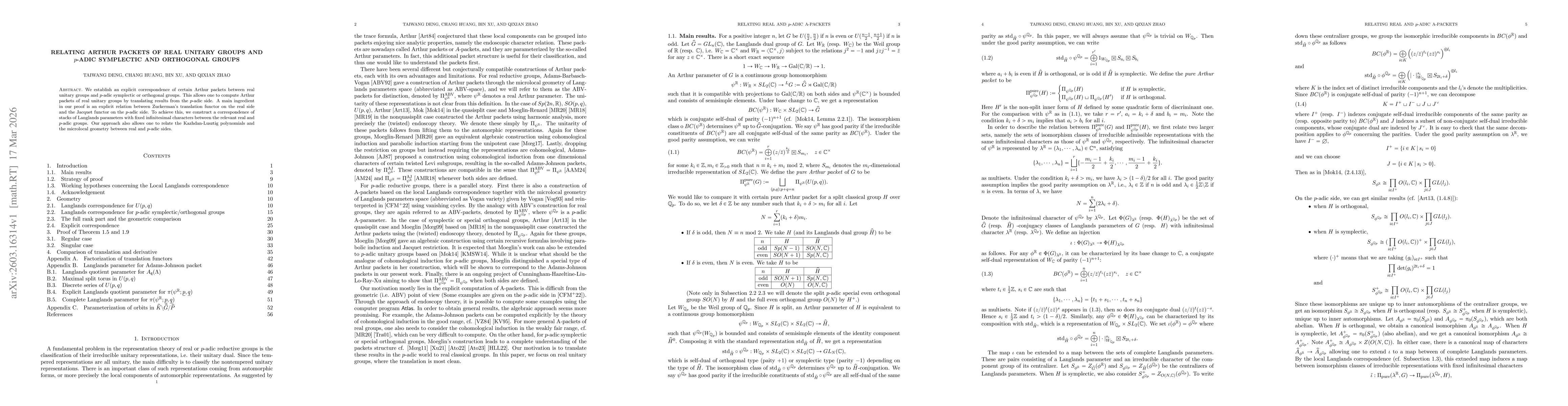 Thumbnail for Relating Arthur packets of real unitary groups and $p$-adic symplectic and orthogonal groups