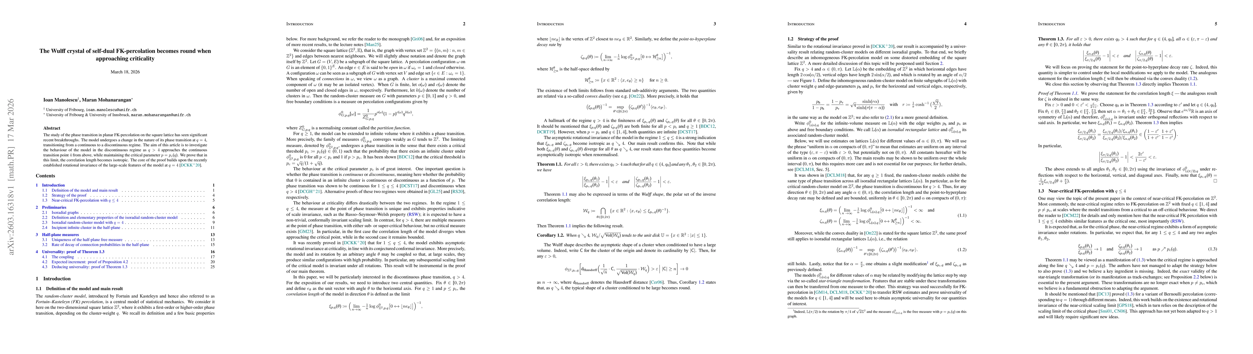 Thumbnail for The Wulff crystal of self-dual FK-percolation becomes round when approaching criticality