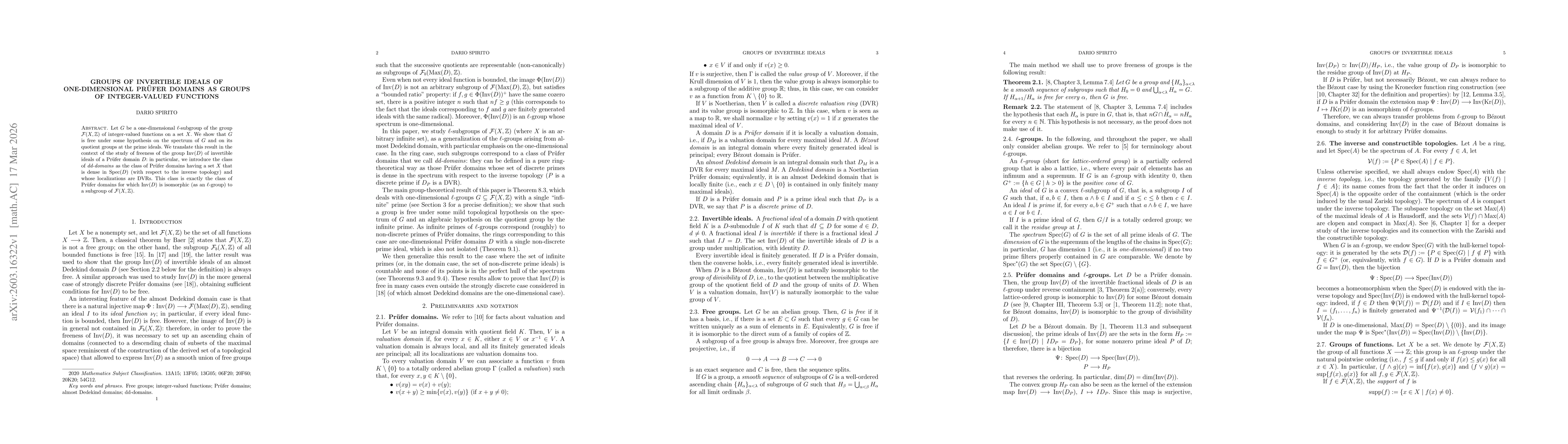 Thumbnail for Groups of invertible ideals of one-dimensional Prüfer domains as groups of integer-valued functions