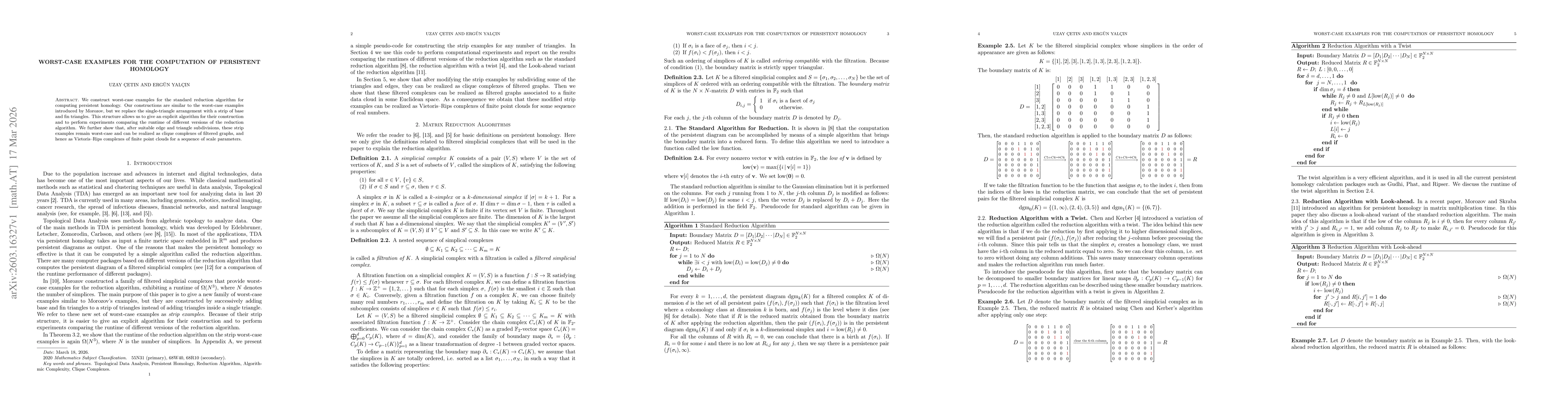 Thumbnail for Worst-Case Examples for the Computation of Persistent Homology