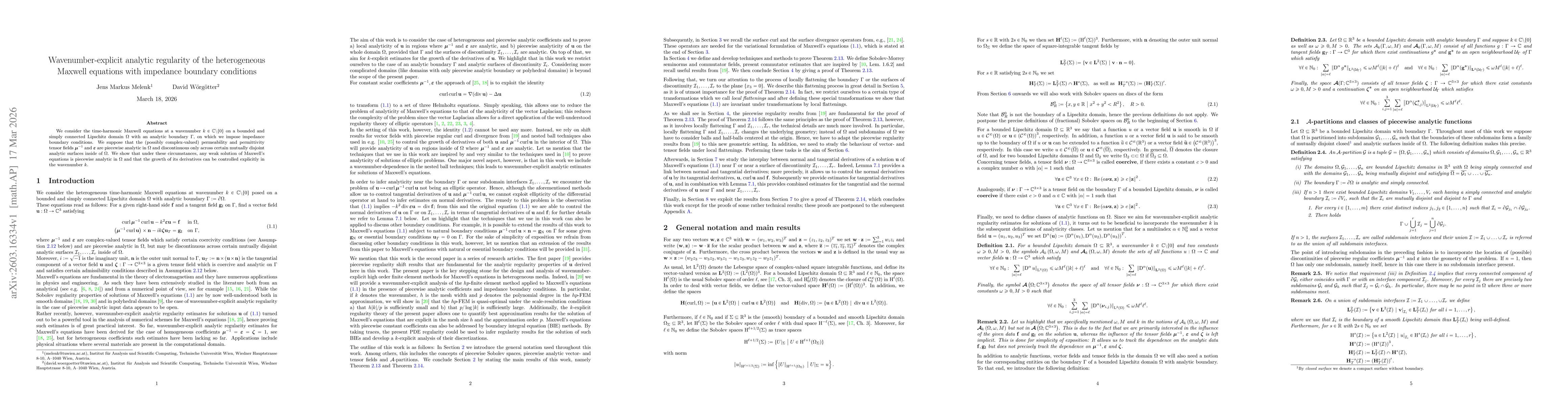 Thumbnail for Wavenumber-explicit analytic regularity of the heterogeneous Maxwell equations with impedance boundary conditions