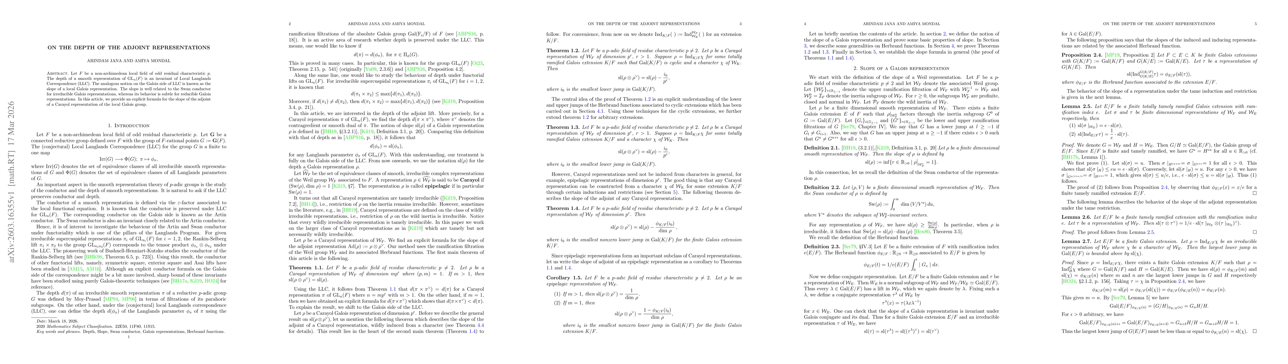 Thumbnail for On the depth of the adjoint representations