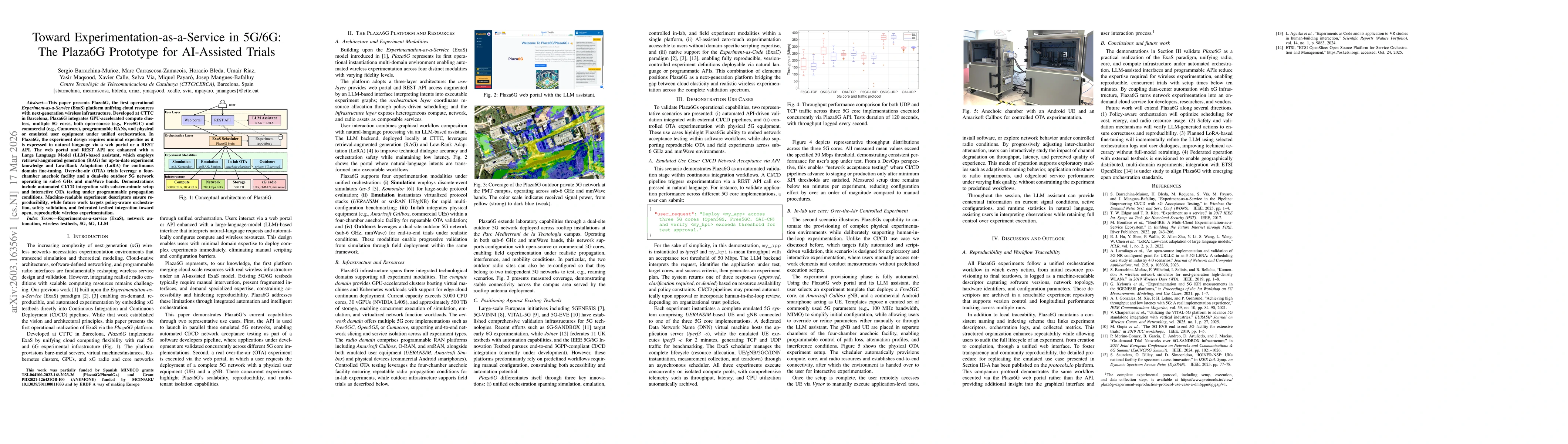 Thumbnail for Toward Experimentation-as-a-Service in 5G/6G: The Plaza6G Prototype for AI-Assisted Trials