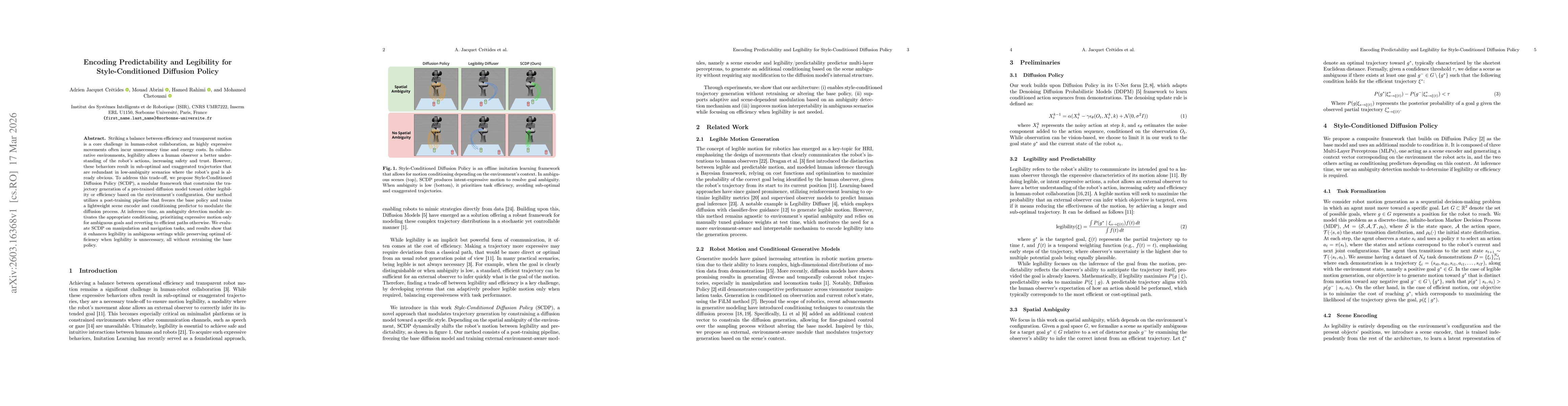 Thumbnail for Encoding Predictability and Legibility for Style-Conditioned Diffusion Policy