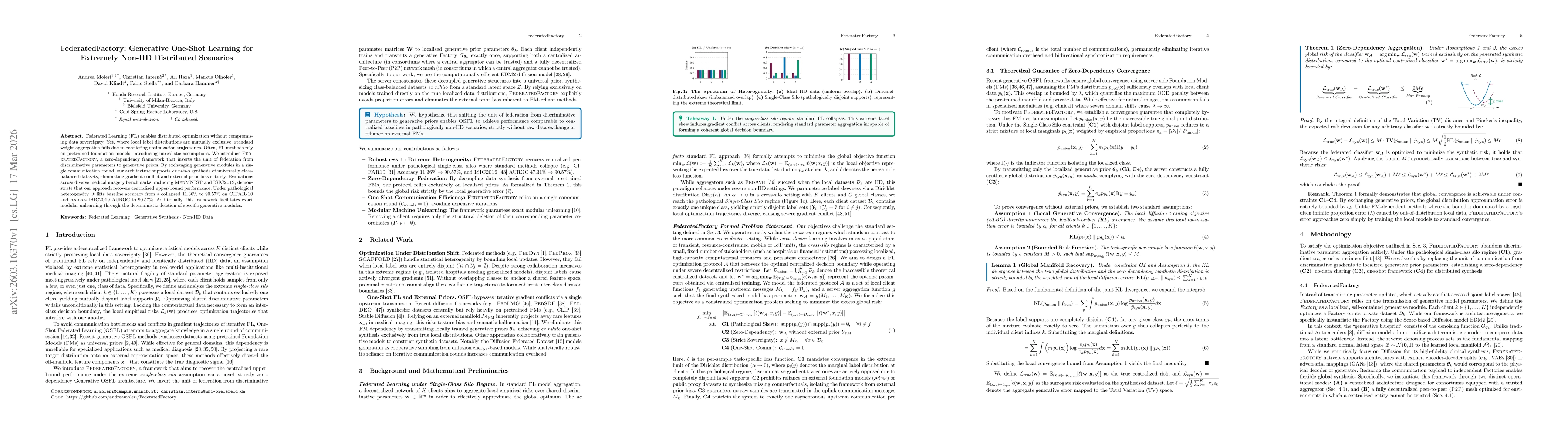 Thumbnail for FederatedFactory: Generative One-Shot Learning for Extremely Non-IID Distributed Scenarios