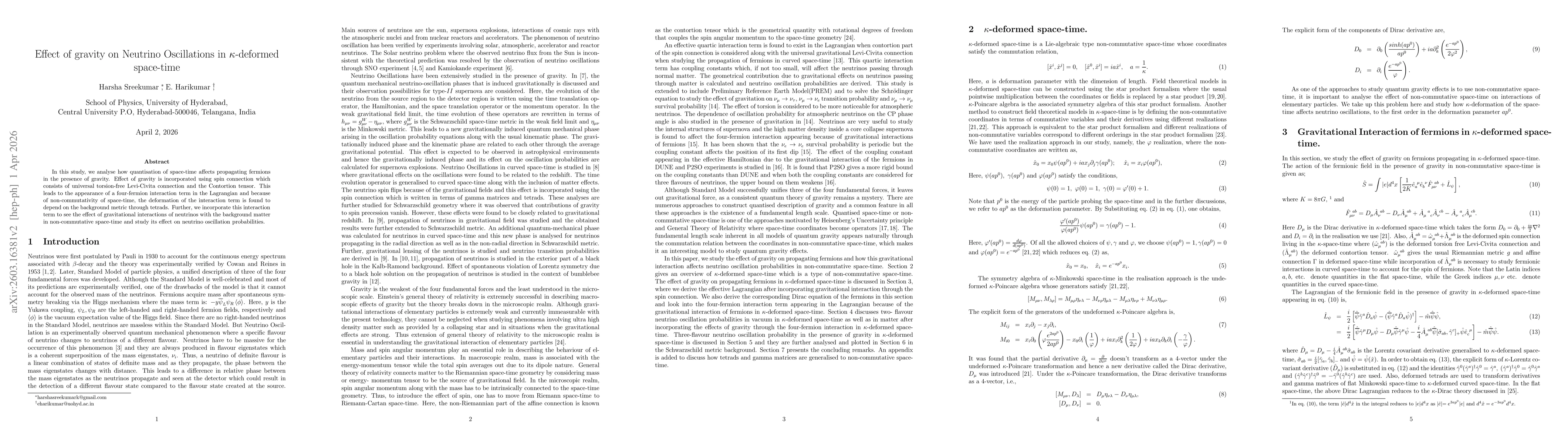 Thumbnail for Effect of gravity on Neutrino Oscillations in $κ$-deformed space-time