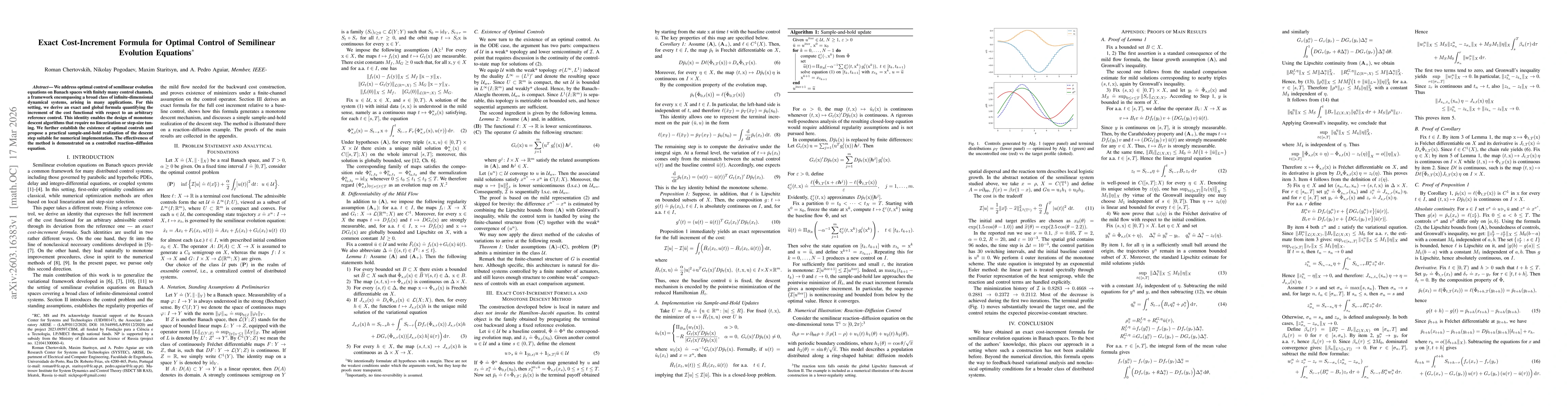 Thumbnail for Exact Cost-Increment Formula for Optimal Control of Semilinear Evolution Equations