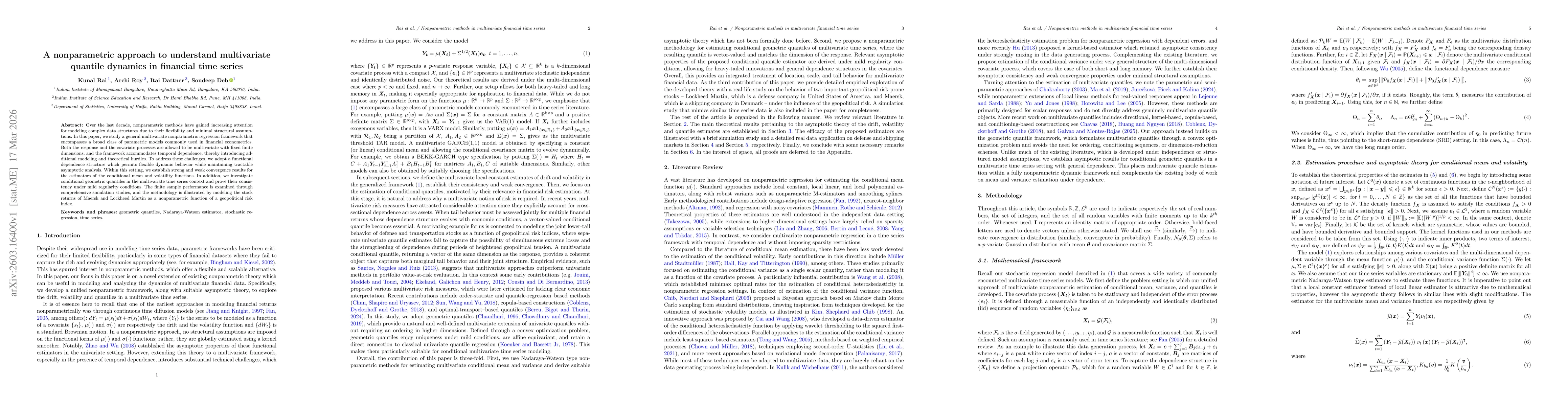 Thumbnail for A nonparametric approach to understand multivariate quantile dynamics in financial time series