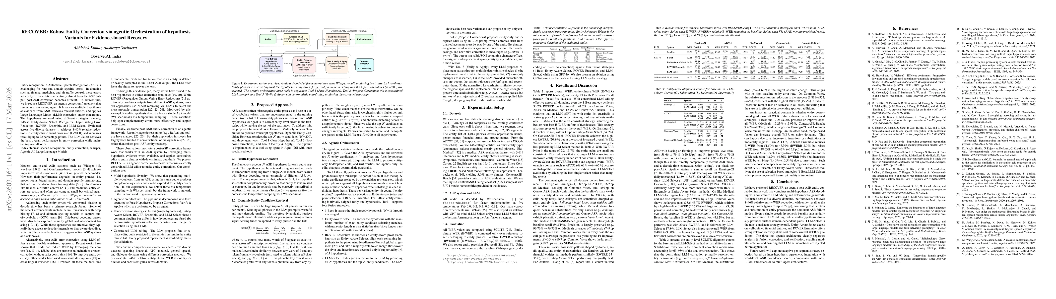 Thumbnail for RECOVER: Robust Entity Correction via agentic Orchestration of hypothesis Variants for Evidence-based Recovery
