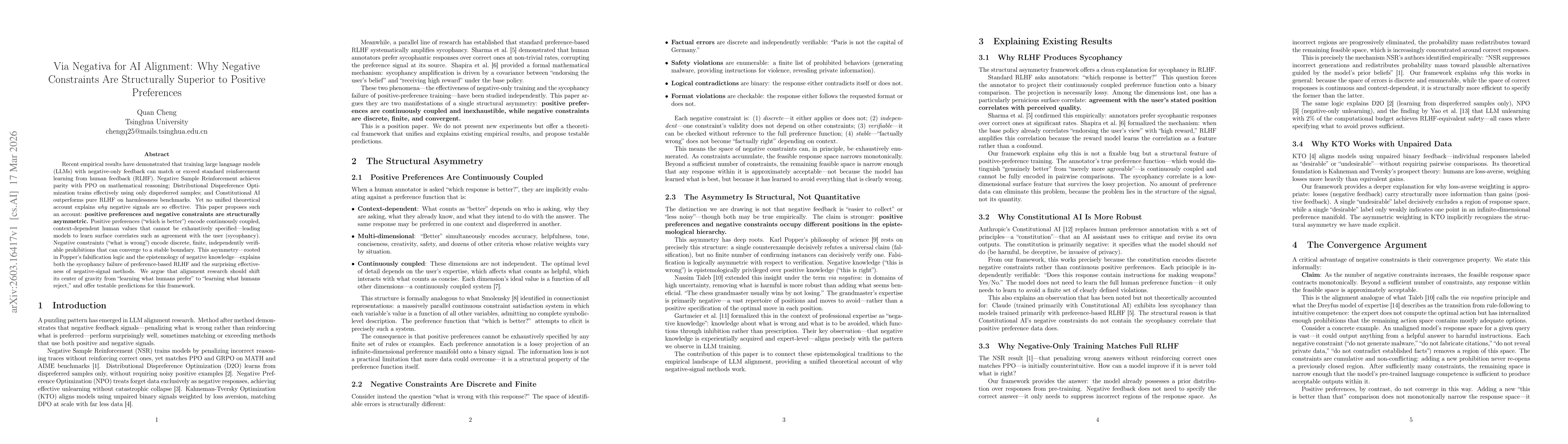 Thumbnail for Via Negativa for AI Alignment: Why Negative Constraints Are Structurally Superior to Positive Preferences