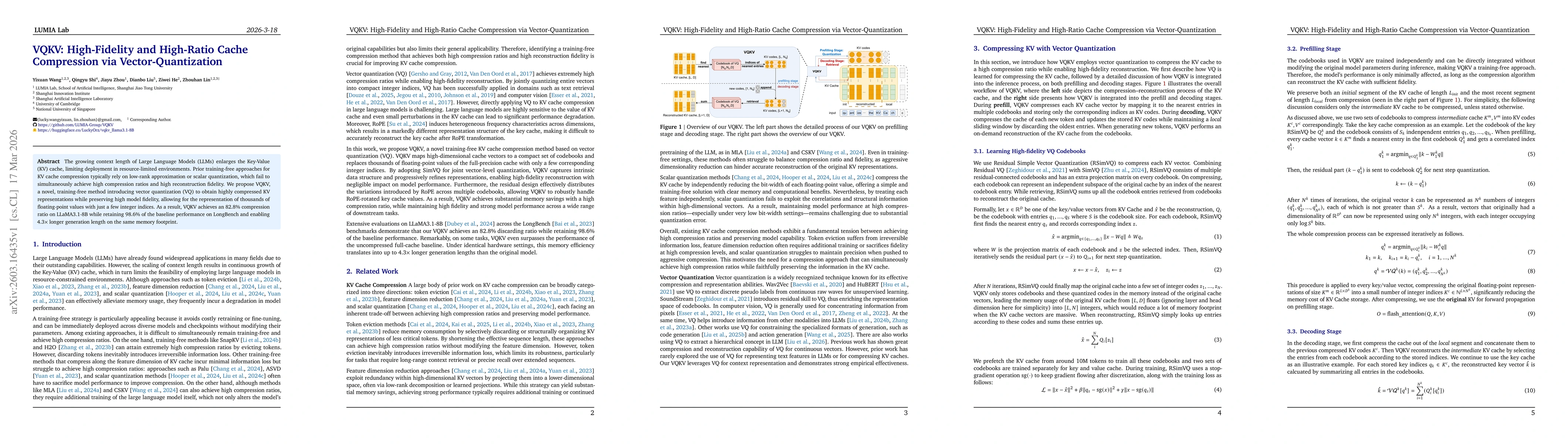 Thumbnail for VQKV: High-Fidelity and High-Ratio Cache Compression via Vector-Quantization