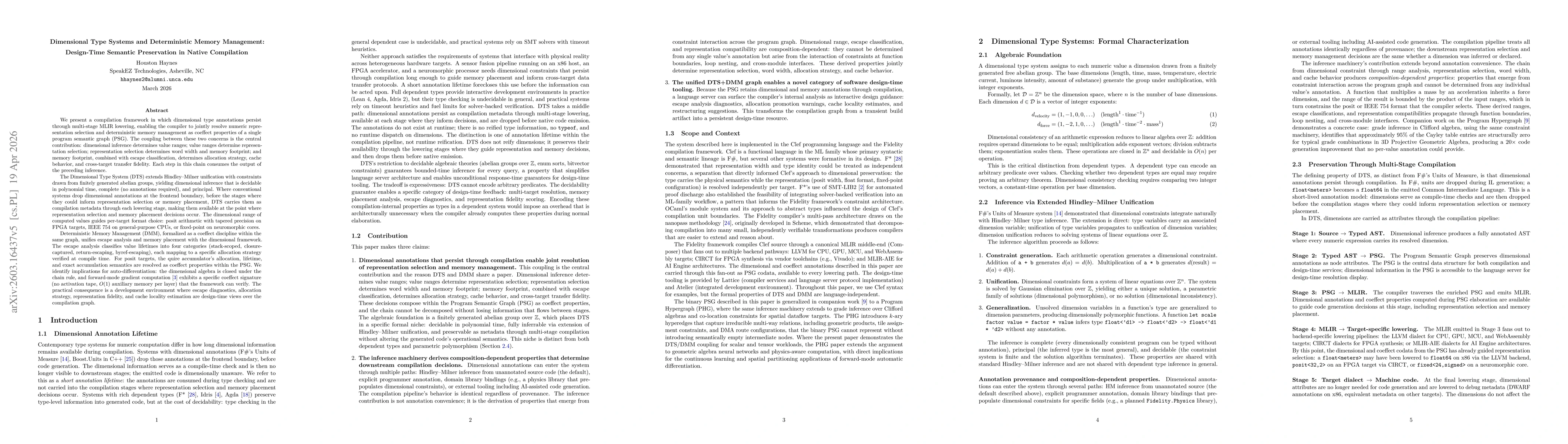 Thumbnail for Dimensional Type Systems and Deterministic Memory Management: Design-Time Semantic Preservation in Native Compilation