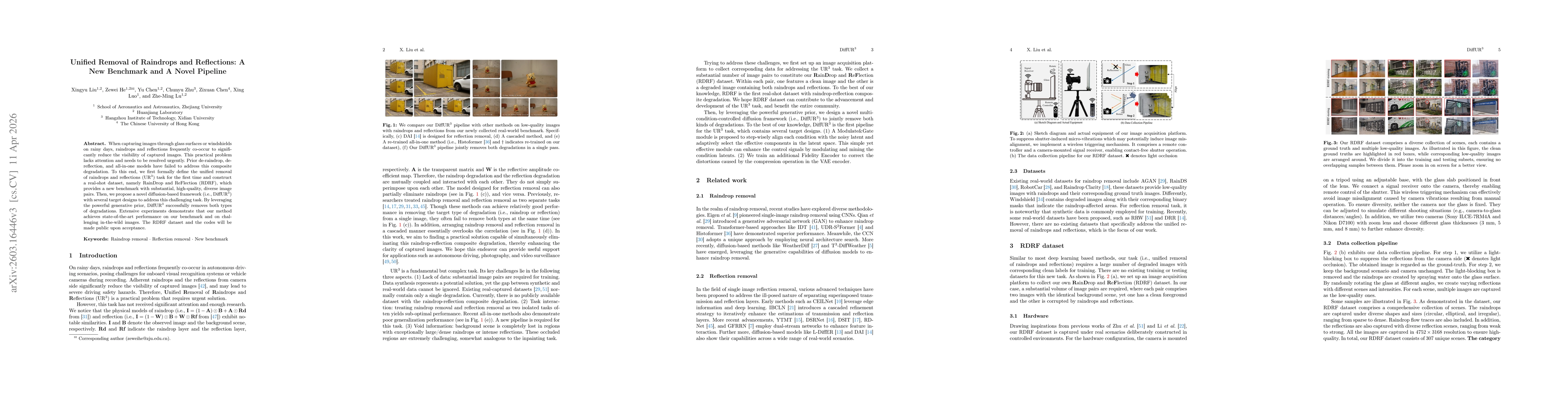 Thumbnail for Unified Removal of Raindrops and Reflections: A New Benchmark and A Novel Pipeline