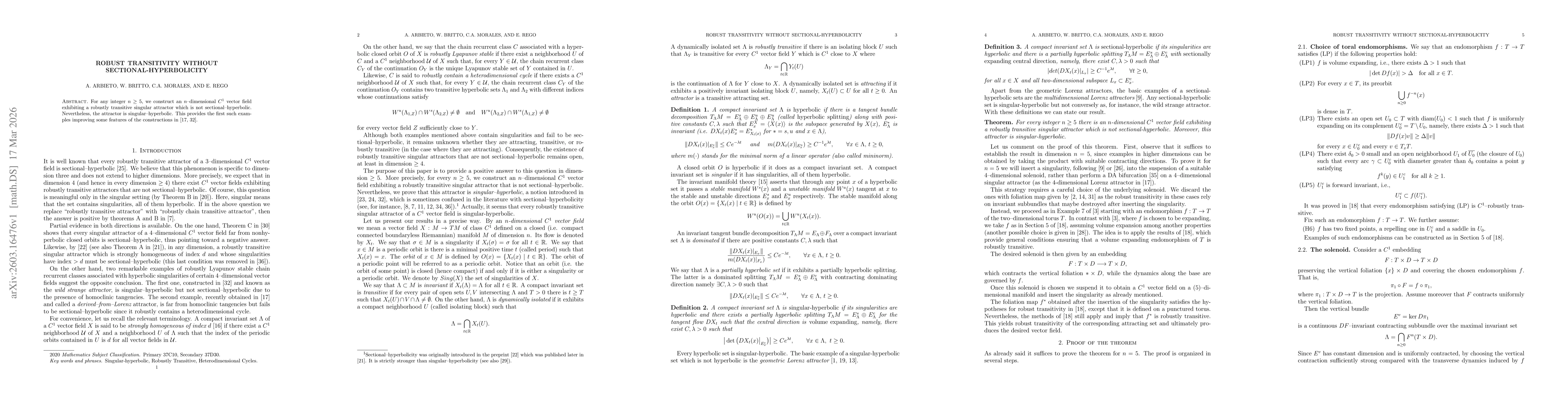Thumbnail for Robust transitivity without sectional-hyperbolicity