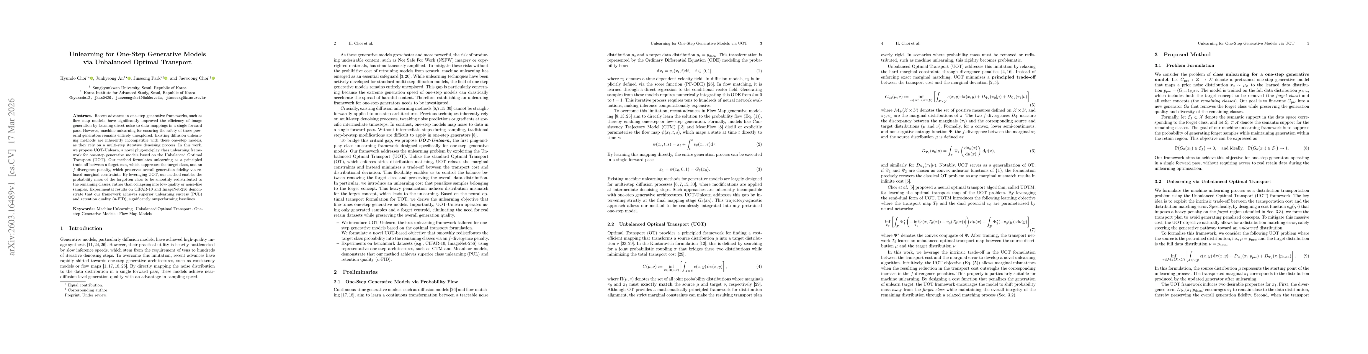 Thumbnail for Unlearning for One-Step Generative Models via Unbalanced Optimal Transport