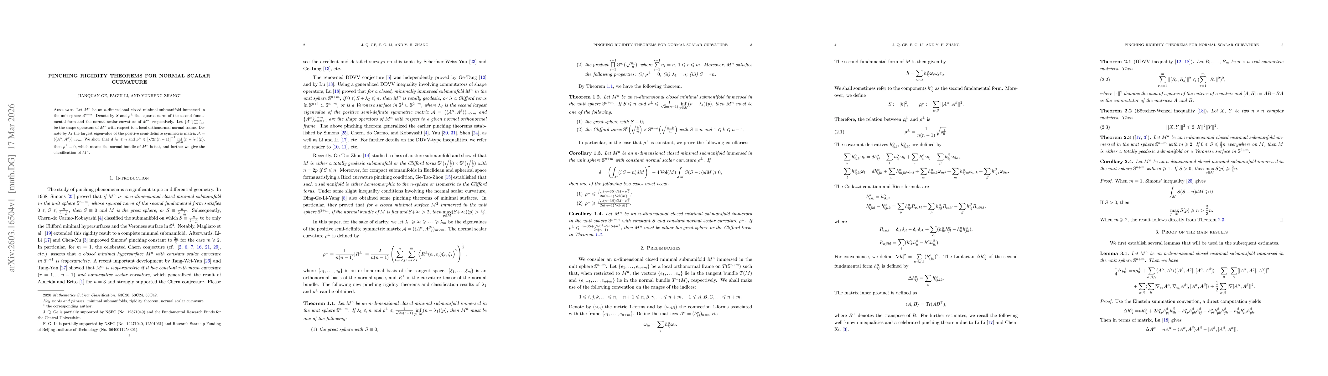 Thumbnail for Pinching rigidity theorems for normal scalar curvature