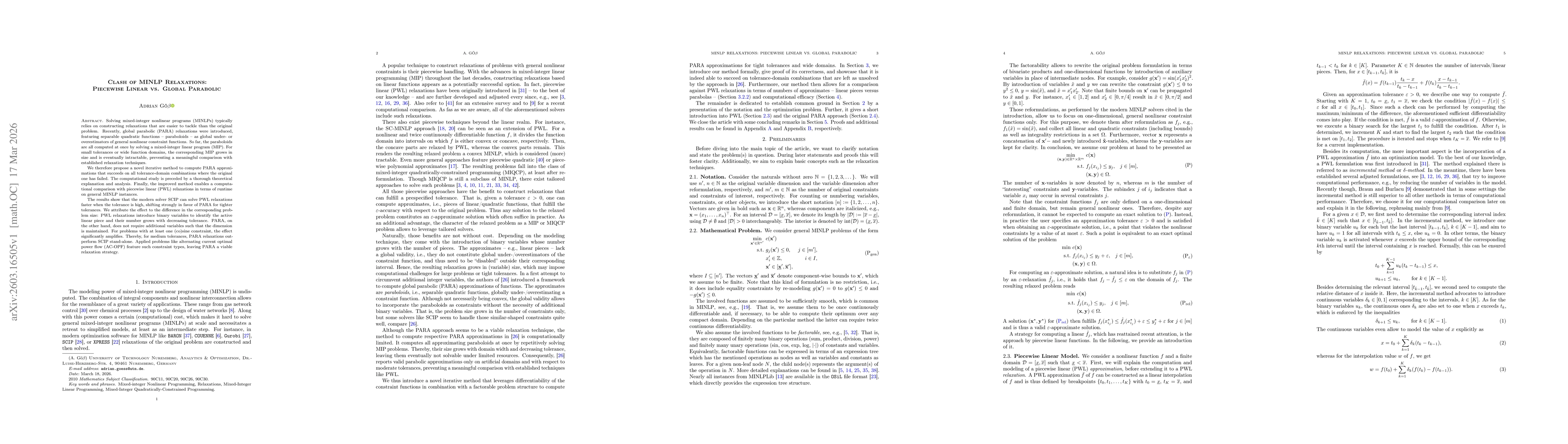 Thumbnail for Clash of MINLP Relaxations: Piecewise Linear vs. Global Parabolic