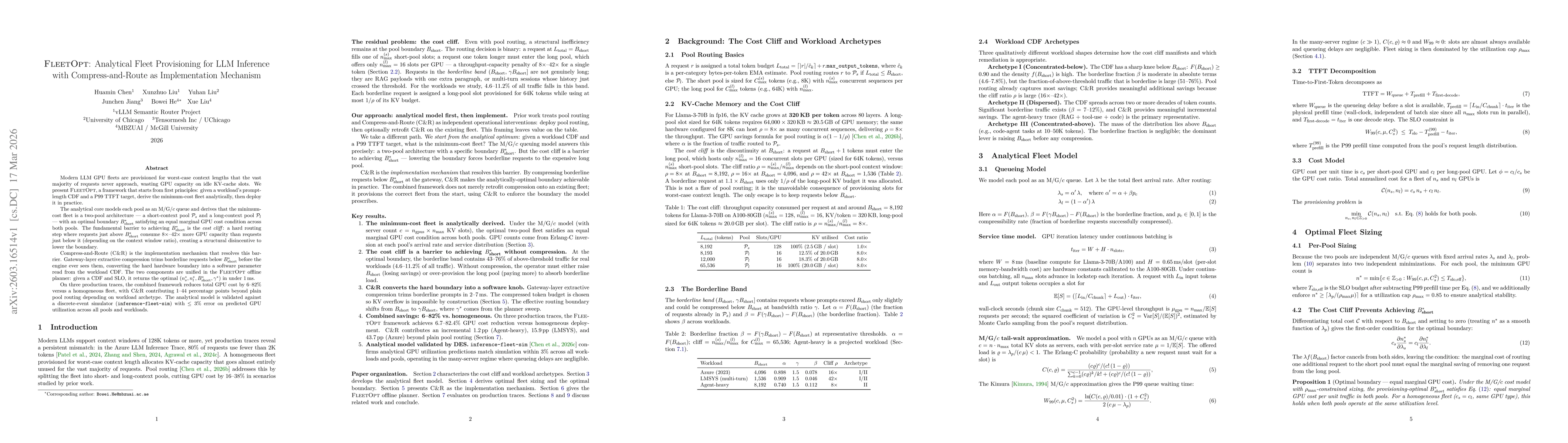 Thumbnail for FleetOpt: Analytical Fleet Provisioning for LLM Inference with Compress-and-Route as Implementation Mechanism
