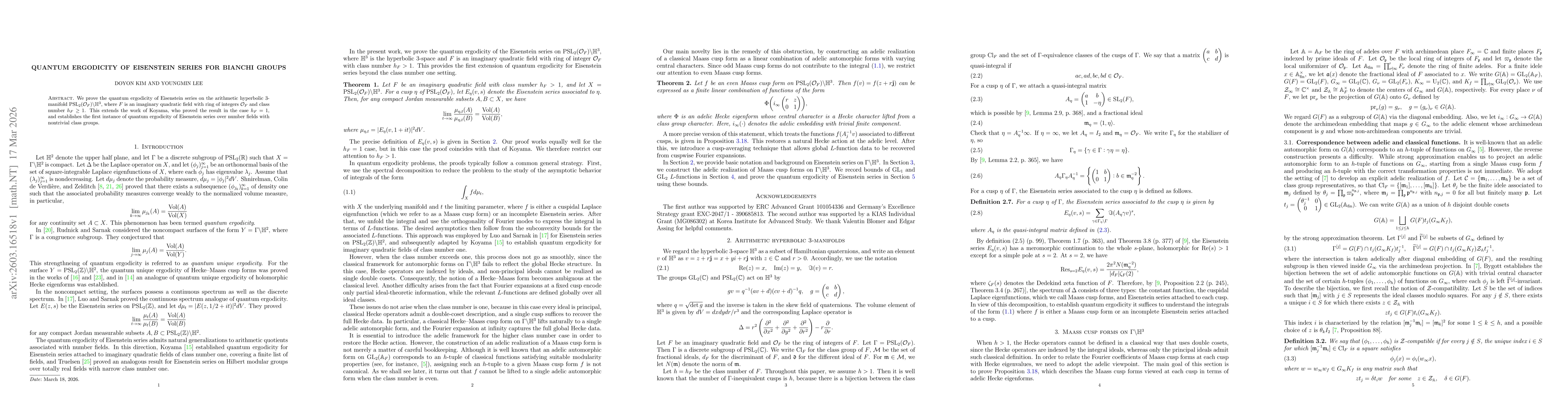 Thumbnail for Quantum ergodicity of Eisenstein series for Bianchi groups