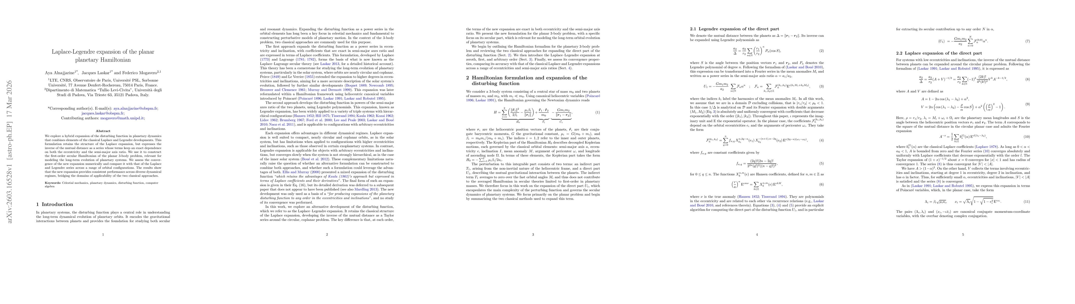 Thumbnail for Laplace-Legendre expansion of the planar planetary Hamiltonian