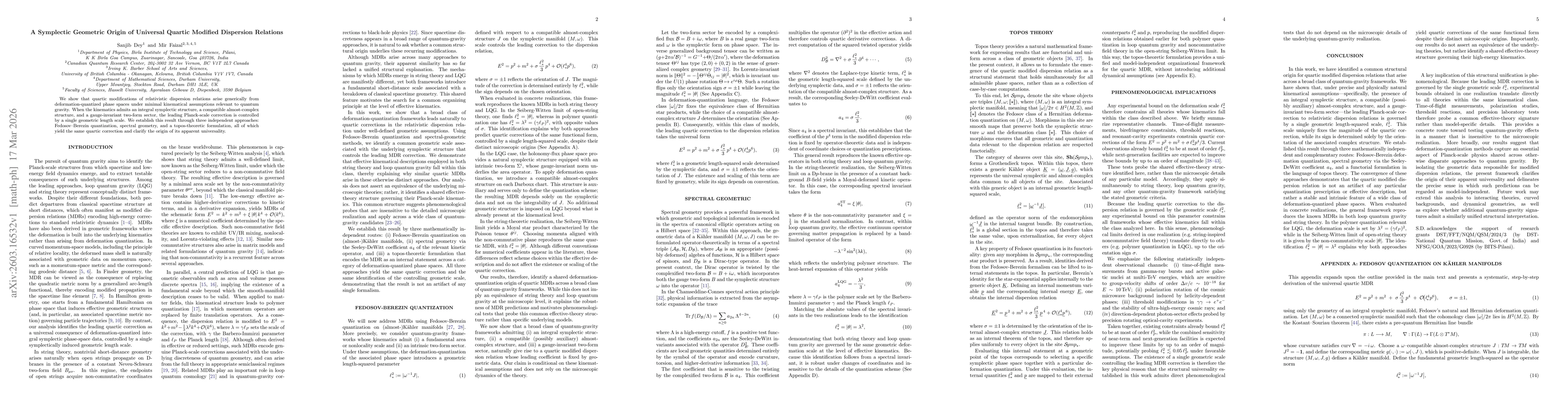 Thumbnail for A symplectic geometric origin of universal quartic modified dispersion relations