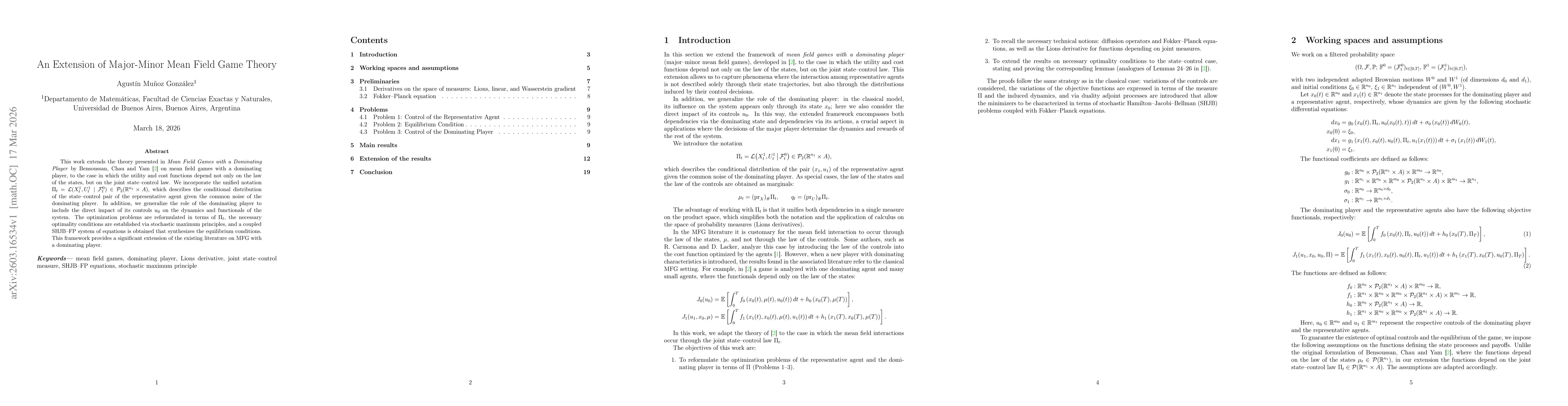 Thumbnail for An Extension of Major-Minor Mean Field Game Theory