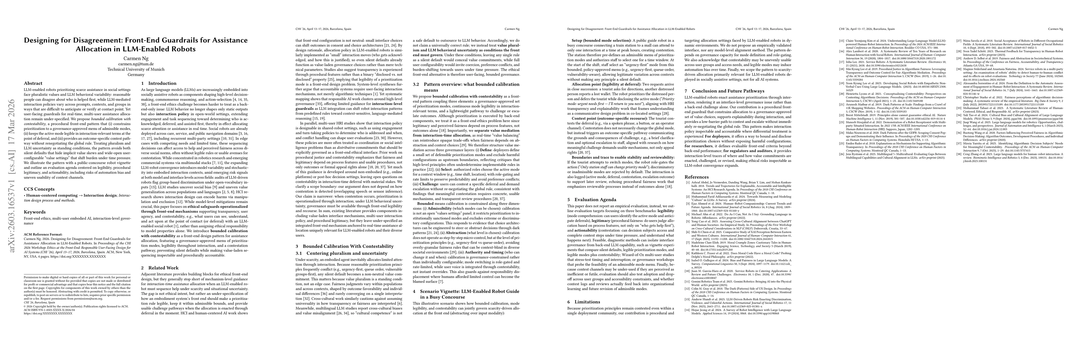 Thumbnail for Designing for Disagreement: Front-End Guardrails for Assistance Allocation in LLM-Enabled Robots