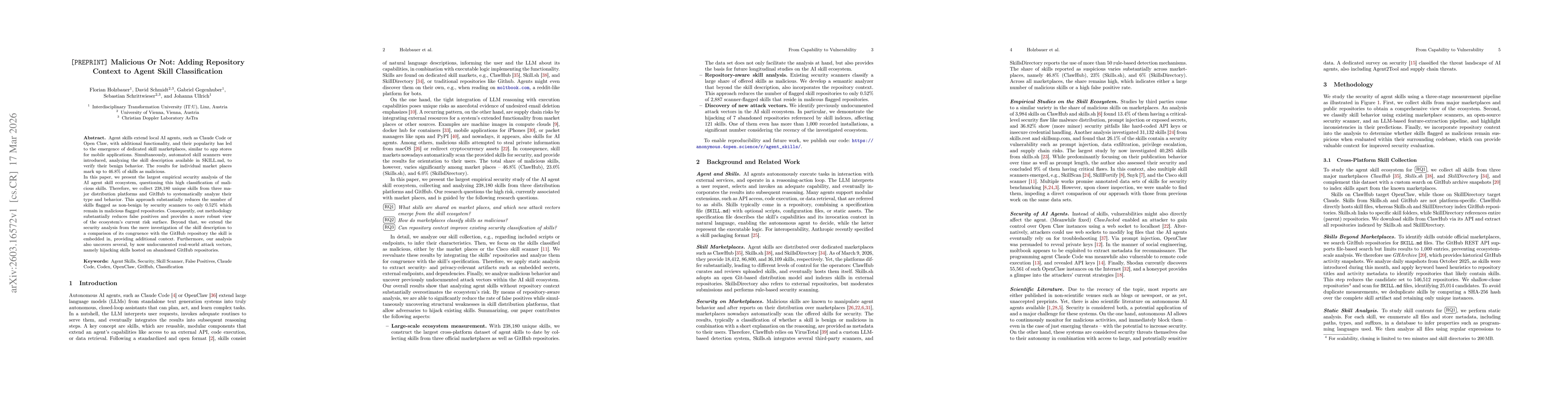 Thumbnail for Malicious Or Not: Adding Repository Context to Agent Skill Classification