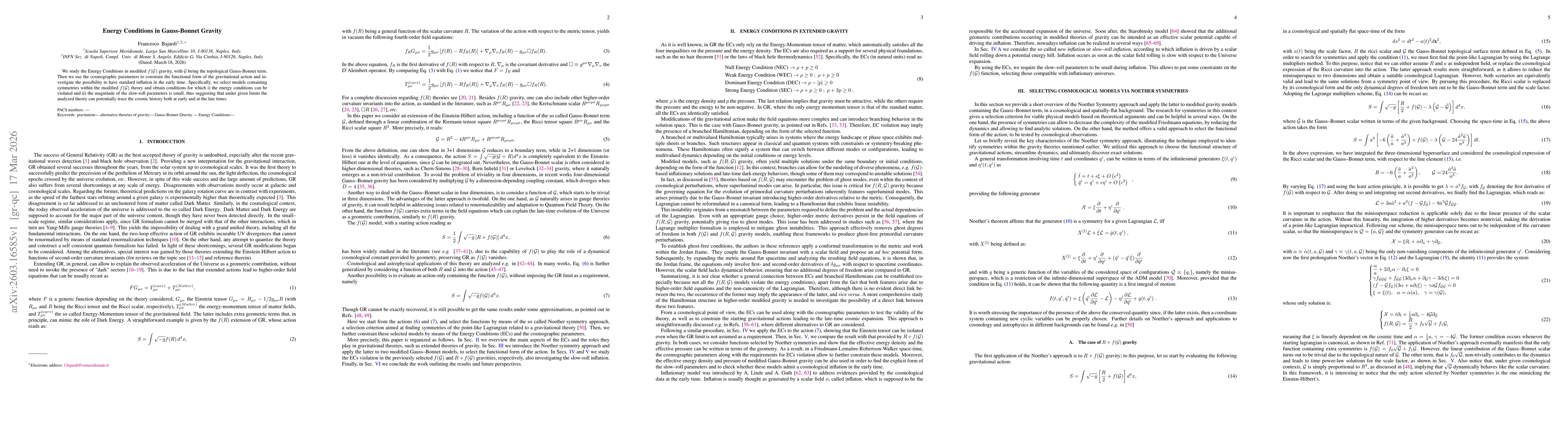 Thumbnail for Energy Conditions in Gauss-Bonnet Gravity