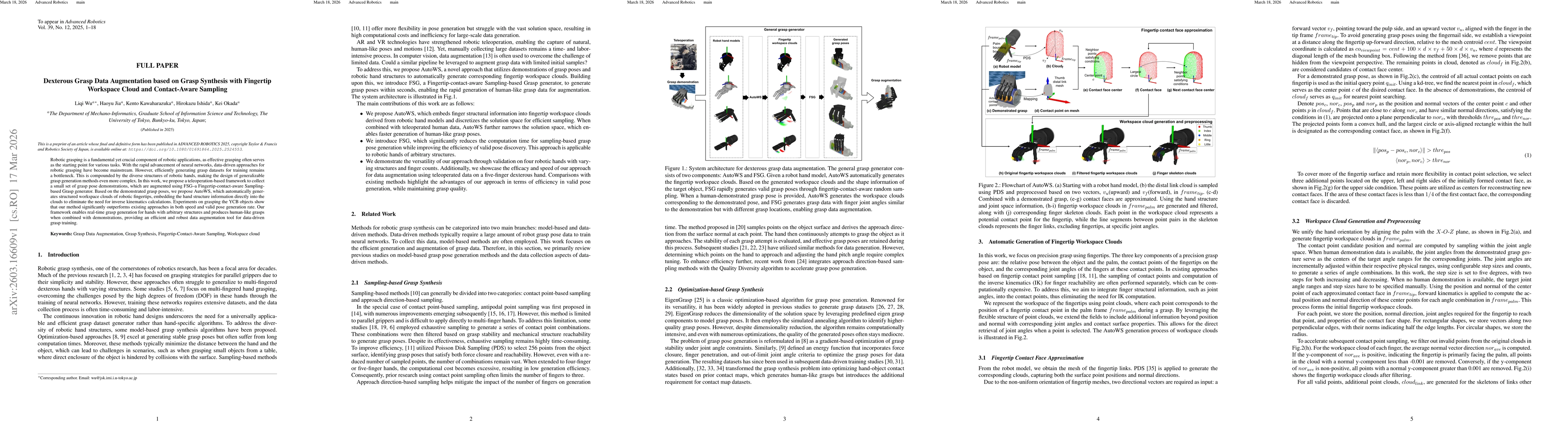 Thumbnail for Dexterous grasp data augmentation based on grasp synthesis with fingertip workspace cloud and contact-aware sampling