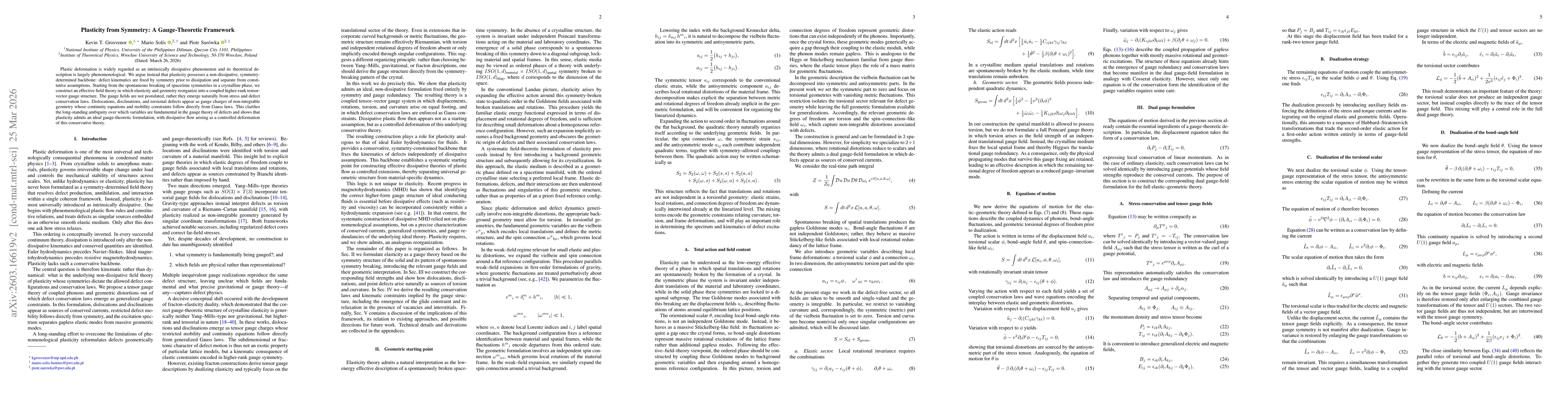 Thumbnail for Plasticity from Symmetry: A Gauge-Theoretic Framework