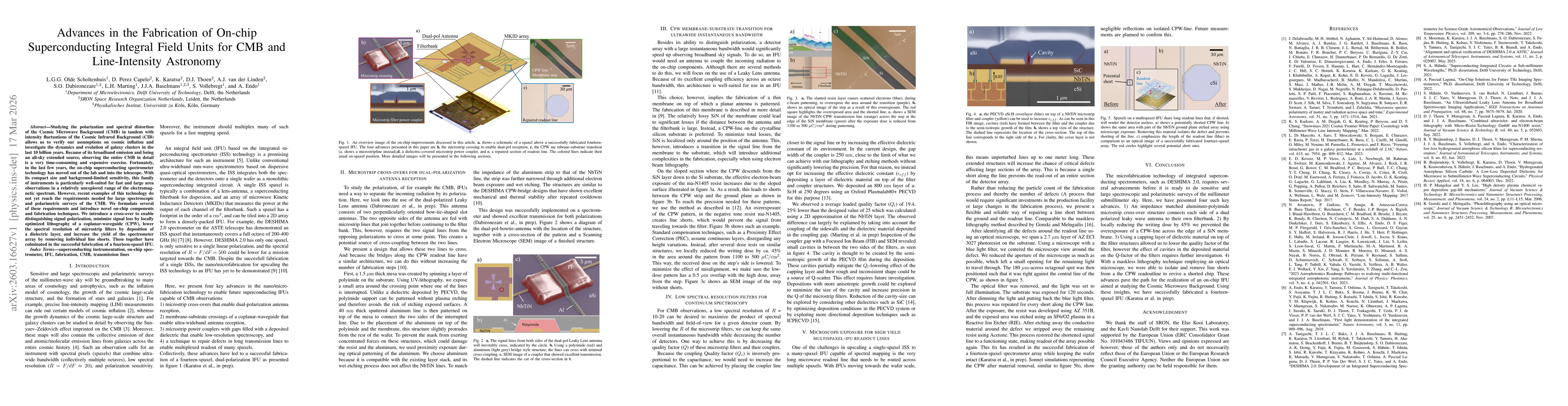 Thumbnail for Advances in the Fabrication of On-chip Superconducting Integral Field Units for CMB and Line-Intensity Astronomy