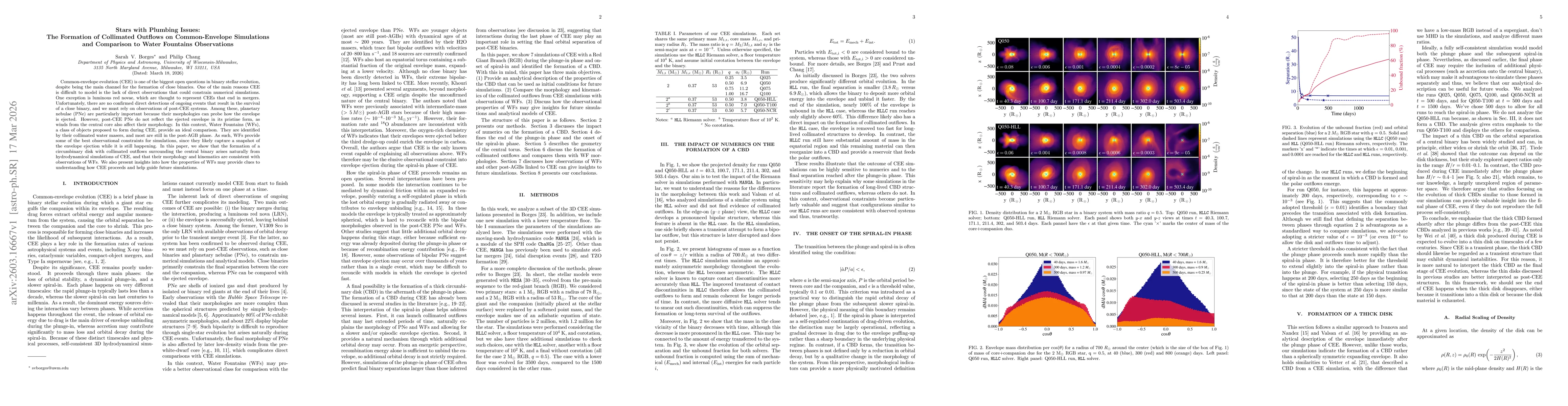 Thumbnail for Stars with Plumbing Issues: The Formation of Collimated Outflows on Common-Envelope Simulations and Comparison to Water Fountains Observations