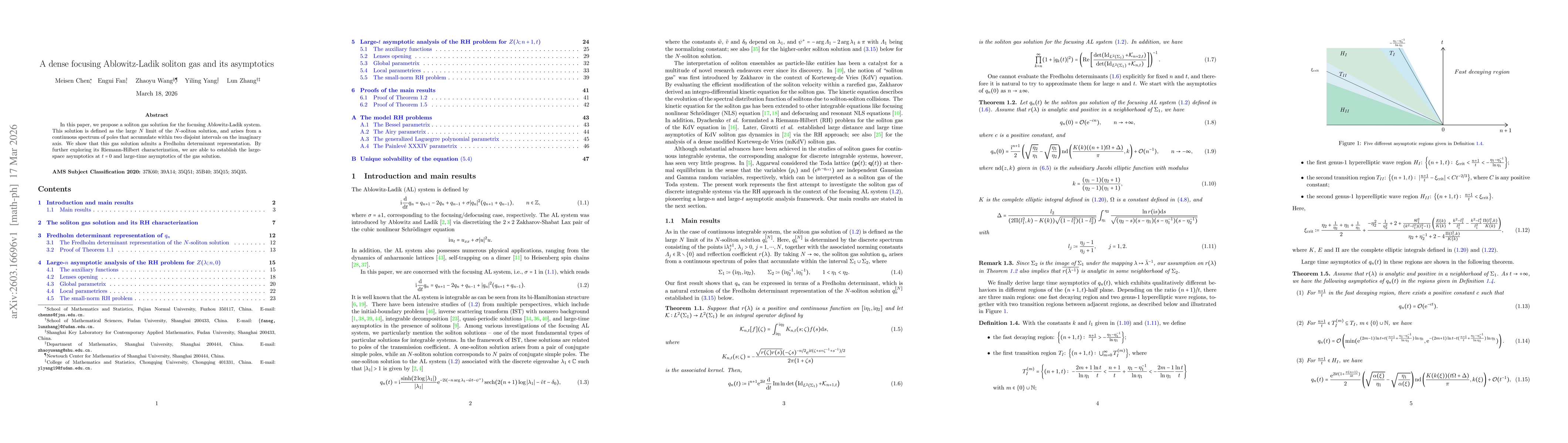 Thumbnail for A dense focusing Ablowitz-Ladik soliton gas and its asymptotics